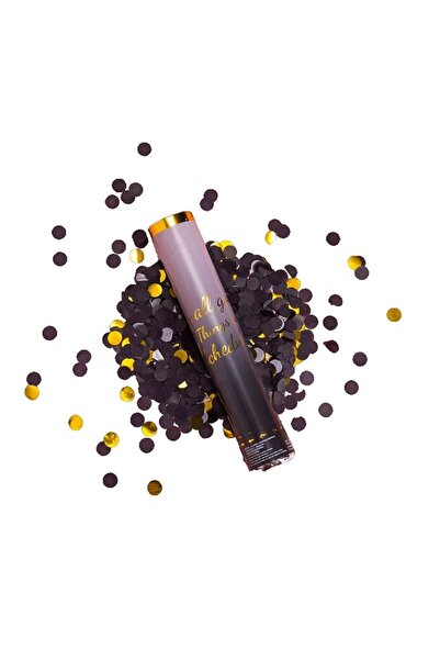 Cyrax Tun de confetti pentru petreceri, Cyrax, Lungime 30 cm, Negru/Auriu