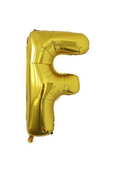 Cyrax Balon din folie metalică, litera F, auriu, cu băț inclus