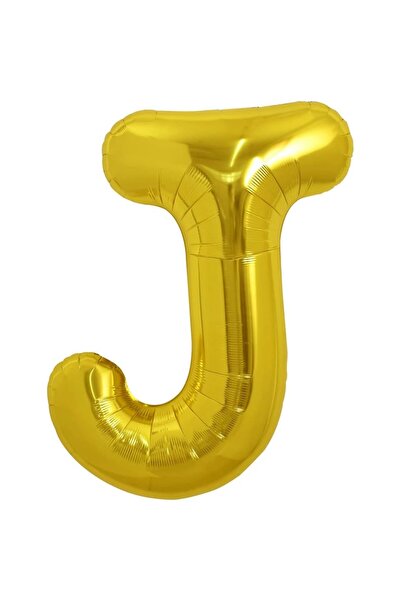 Cyrax Balon literă J din folie metalică, auriu, cu băț inclus
