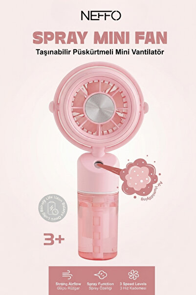 NEFFO Taşınabilir Püskürtmeli Mini Fan Vantilatör 3 Kademeli Güçlü Sprey Fan ...