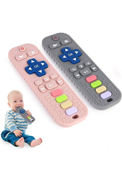 Arabest 2 Pack Silicone Teething Toys for Babies 0-12 Months,Remote Control D...