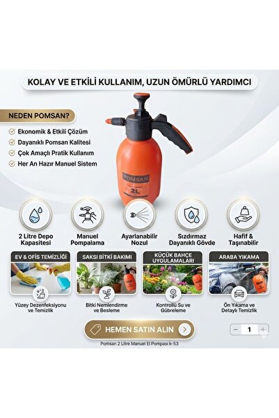 pomsan 2 Lt Manuel İlaçlama Pompası K-53| Bahçe, Ev, Haşere İlaçlama & Bitki ...