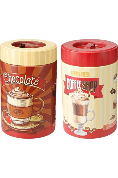 Excellent Houseware Σετ 2 τεμαχίων δοχείων για καφέ και σοκολάτα, Eh Πολύχρωμ...