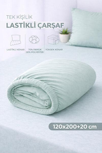 Weweus ÇetHome Βαμβακερό Πράσινο Ελαστικό Μονό Σεντόνι 120*200 εκ.