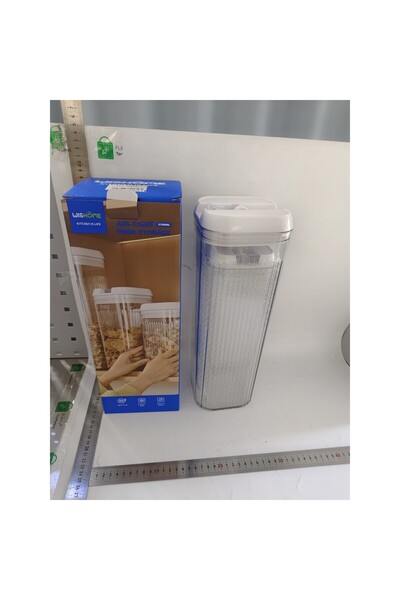 Cyrax Cutii pentru depozitarea alimentelor, 2,5 L - 12,5x12,5x36,5 cm Transparente cu capac alb