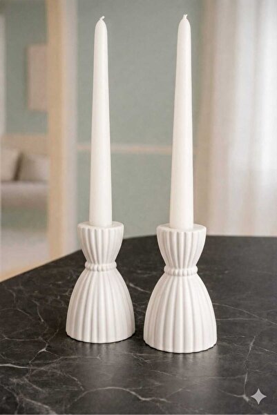 bir alem renk 2'li Set Modern Balerin Tasarım Dekoratif Şamdan Mumluk - [Renk...
