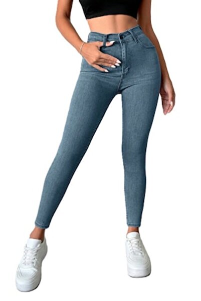 StreetWear Outlet Blugi de damă cu talie înaltă și croială skinny