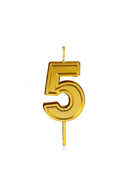 Cyrax Lumânare pentru tort Numărul 5, Cyrax, 4,8 cm, Aniversare, Auriu