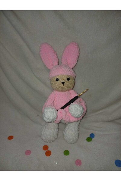 OEM Iepuraș croșetat manual, roz, 100% handmade, moale, 30x25cm