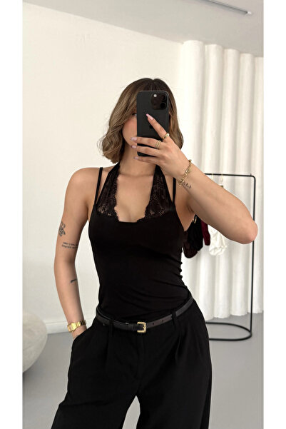 nona butik Κορμάκι με δαντέλα Lilah - Μαύρο