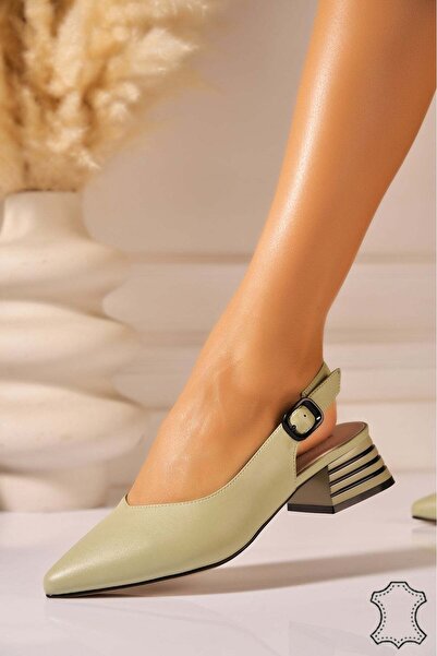 Joana Yanila Green Leather Heels 4cm - Size 39