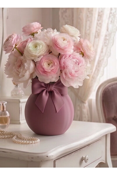 ENG.CO Βάζο σε σχήμα σφαίρας με λεπτομέρεια κορδέλας και αποξηραμένο τριαντάφ...