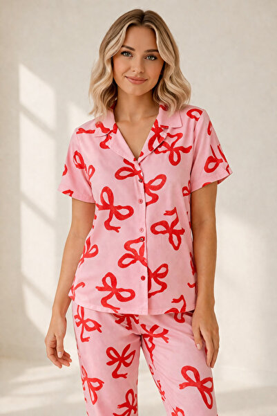 Free Beka Γυναικείο σετ πιτζάμες με μοτίβο, με κοντό μανίκι και μακρύ παντελό...
