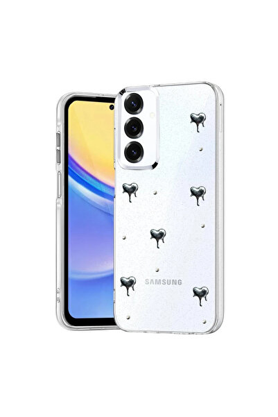 UnDePlus Samsung Galaxy A37 5G Kılıf Şeffaf Üzeri Kabartma Parlak Desen Fiyon...
