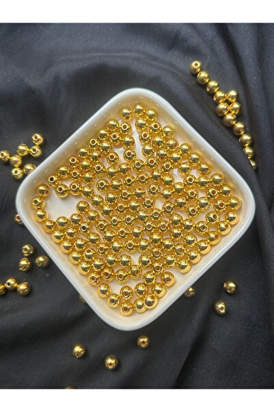 Bijumix Aksesuar 25 Gram Gold Altın Kaplama Boncuk – 8 mm | Parlak Plastik Ta...