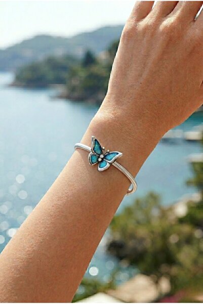My Story Mavi Büyük Butterfly Gümüş Charm
