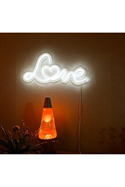 Slasa Love LED Neon Sign 50x25 cm White Light with 6mm Acrylic Base Stylish W...