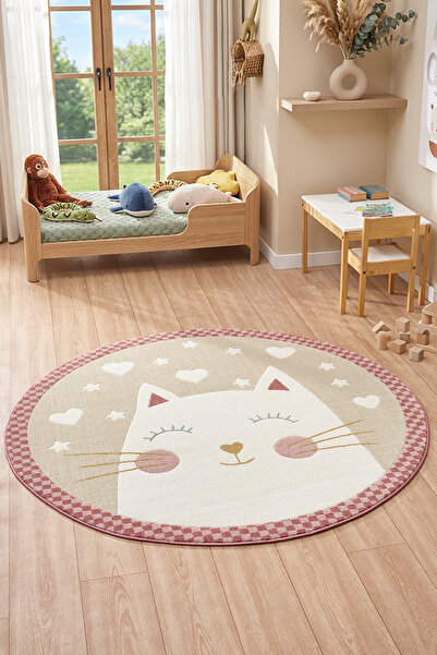 venucci home & living Quincey Bukleli Yumuşak Peluş Post Pembe Çocuk Odası Ha...
