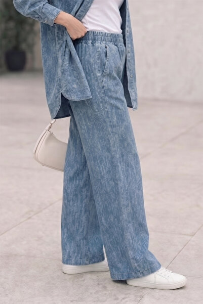 Suede Style 6113-2 - Άνετο και κομψό γυναικείο παντελόνι τζιν με φαρδιά μπατζ...