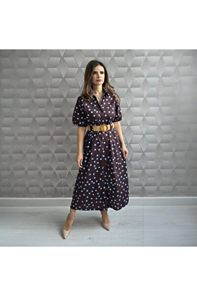 GLAMSI Βαμβακερό φόρεμα με ζώνη