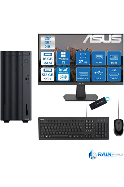 ASUS Expertcenter P500MV Core 7-240H 16 GB RAM DDR5 512 GB SSD WİN11PRO 27'' ...