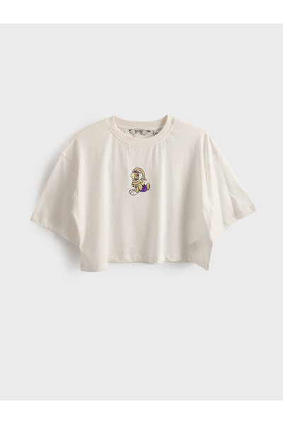 LC Waikiki Crop top de damă cu imprimeu Lola Bunny și guler rotund