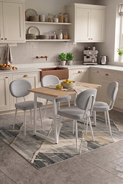 VİLİNZE Deniz Sandalye Biga MDF Sabit Metal Ayak Mutfak Masası Takımı - 70x12...