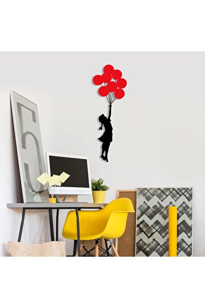 OEM Re-Bloom Διακοσμητικό Τοίχου, σχέδιο Κορίτσι με Μπαλόνια, μεταλλικό, μαύρ...