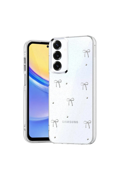 UnDePlus Samsung Galaxy A57 5G Kılıf Şeffaf Üzeri Kabartma Parlak Desen Fiyon...