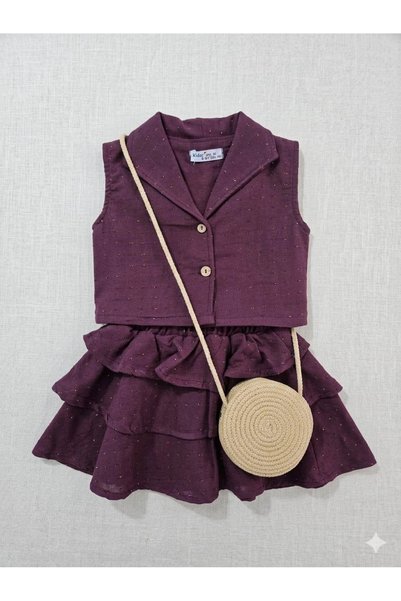 Kidmark Çocuk Modası Girl's Vest Skirt Sparkling 3-Piece Set (with Gift Bag)
