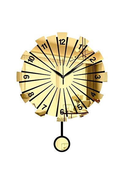 OEM Re-Bloom διακοσμητικό ρολόι τοίχου, MDF/ακρυλικό, χρυσό/μαύρο, 39 x 50 εκ.