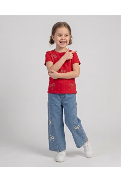 VOY KİDS Κοριτσίστικο καλοκαιρινό σετ με φιόγκο και κέντημα, για ηλικίες 5-6-...