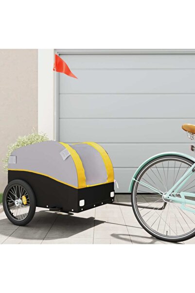 vidaxl Τρέιλερ Ποδηλάτου Μαύρο και Κίτρινο 45 Κιλά Σίδερο