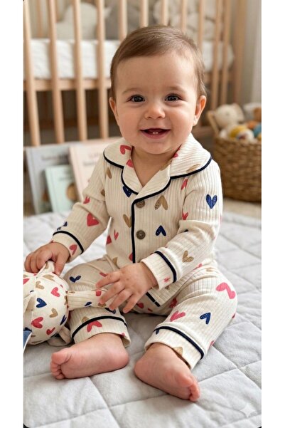 berkMICIRIK Baby Pajamas, Patterned Front Buttoned Long Sleeve Pajama Set