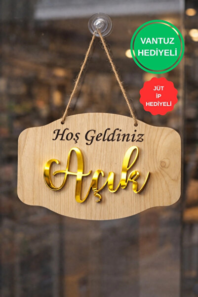 ERDİZDEN Pleksi Yazılı Modern AÇIK-KAPALI Tabelası - Akçaağaç