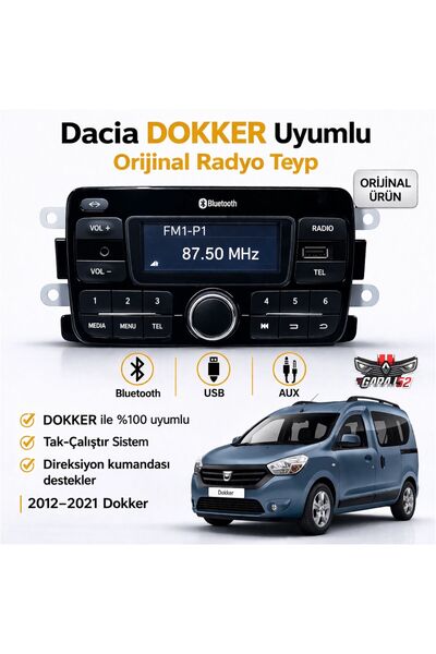 Dacia Dokker Uyumlu Orijinal Radyo Teyp (Cd’siz) Yeni Versiyon Beyaz Ekranlı ...