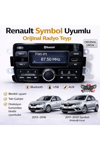 Renault Symbol Uyumlu Orijinal Radyo Teyp (Cd’siz) Yeni Versiyon Beyaz Ekranl...