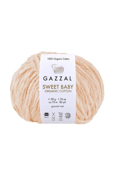 Gazzal Sweet Baby 100% bumbac organic – 50 g 75 m Ață de tricotat pentru bebe...