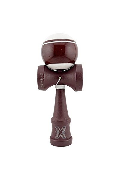Cyrax Kendama X Original, Rulment metalic cu șnur de 55 cm Alb/Maro