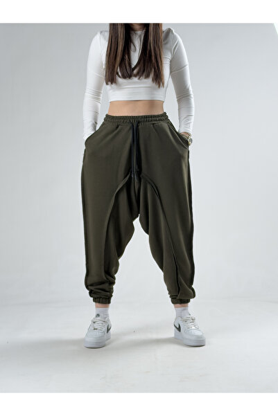 COCOPELLI Χακί Γυναικείο Αθλητικό Φαρδύ Παντελόνι με Ατελείωτες Ραφές COCK0020