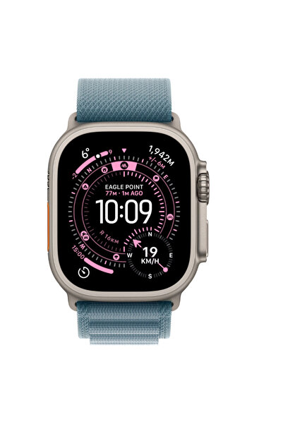Apple Watch Ultra 3 GPS + Cellular 49mm Titan, Curea Alpine Loop Albastru Des...
