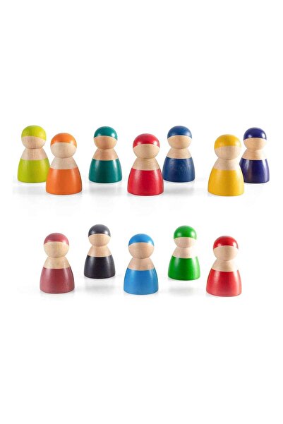Arabest 12 Peg Wooden Figures,Educational Stacking Toy,Pretend Play,for Presc...