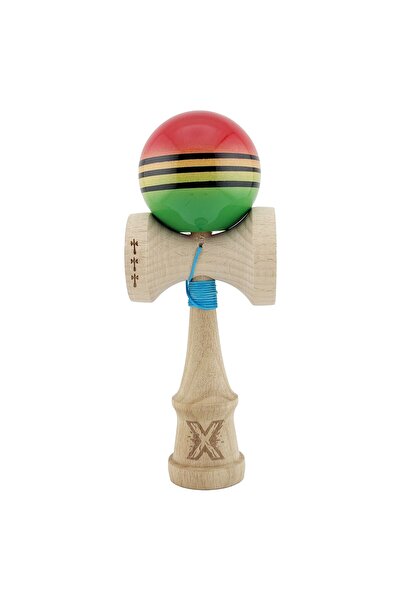 Cyrax Kendama X Original, Rulment metalic cu șnur de 55 cm Roșu/Galben/Verde