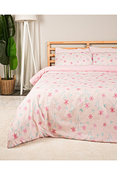 Rasel Tekstil Angel Cotton Double Floral Duvet Cover Set 200X220 cm Pink