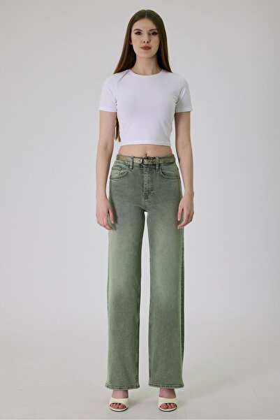 cracpot Kadın Kar Yıkama Wide Leg Jean Pantolon – Yüksek Bel Comfort Fit Deni...