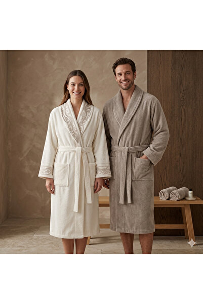 Özdilek Σετ οικογενειακών μπουρνούζια Siple 6 τεμαχίων Μπεζ-Κρεμ