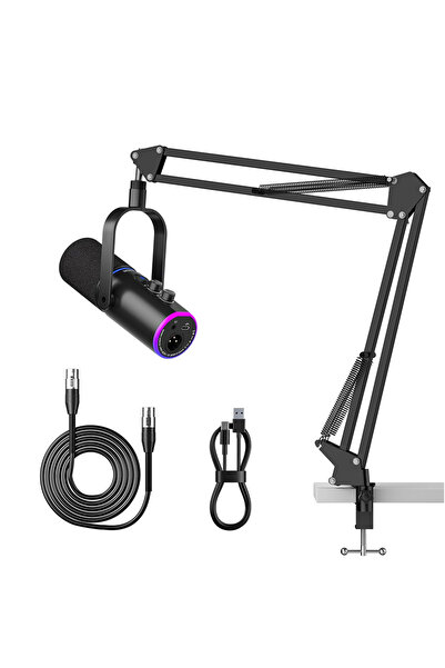Choice ميكروفون بودكاست أسود من PUPGSIS بتقنية XLR/USB، ميكروفون للألعاب مع ز...