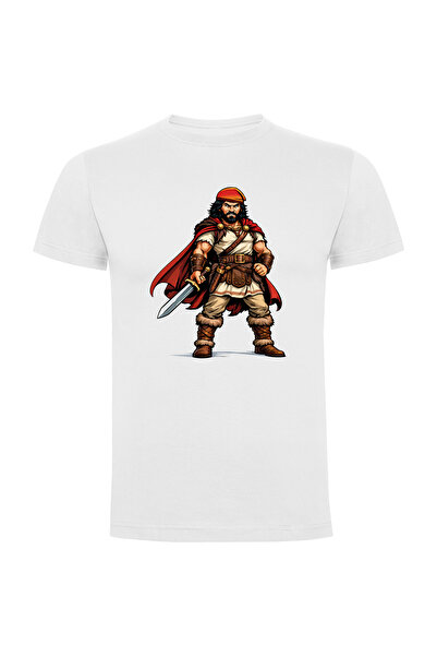 Ama Tricou Alb unisex bumbac imprimat cu model Dac