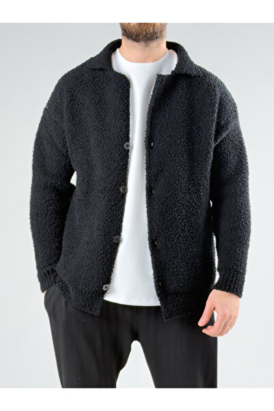 COCOPELLI Μαύρη ανδρική βελούδινη ζακέτα COCK0063