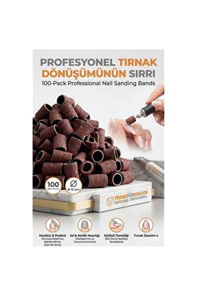 Marsilyan 100 Pieces 13 mm Nail Sandpaper Manicure Pedicure Ring Sandpaper Se...